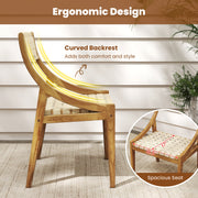 Costway - Outdoor Dining Chair Set of 4 with Webbing Seat and Backrest-Natural
