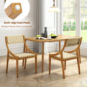 Costway - Outdoor Dining Chair Set of 4 with Webbing Seat and Backrest-Natural