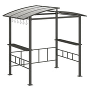 Costway - Hardtop Grill Gazebo with Vented Polycarbonate Roof Side Shelves-Black