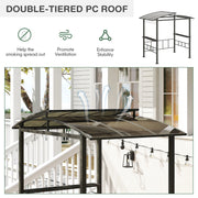 Costway - Hardtop Grill Gazebo with Vented Polycarbonate Roof Side Shelves-Black