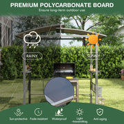 Costway - Hardtop Grill Gazebo with Vented Polycarbonate Roof Side Shelves-Black