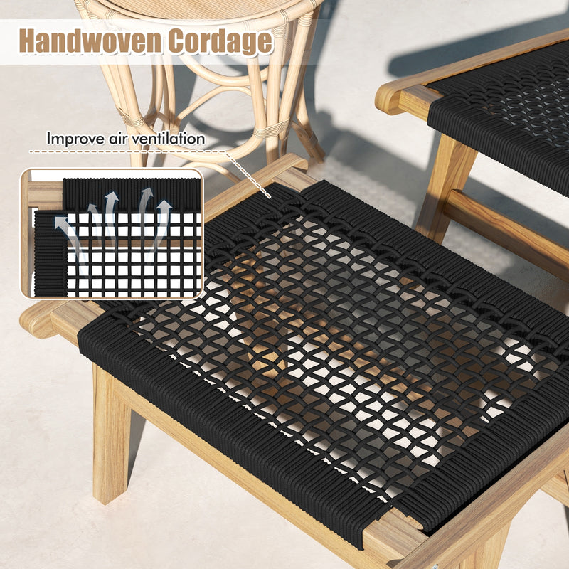 Costway - Mid Century Modern Accent Chair Farmhouse Handwoven Cordage with Ottoman
