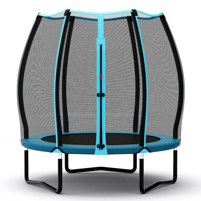 Costway - 55 Inch Trampoline for Kids Toddler Mini Trampoline with Safety Enclosure Net-Blue