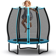 Costway - 55 Inch Trampoline for Kids Toddler Mini Trampoline with Safety Enclosure Net-Blue