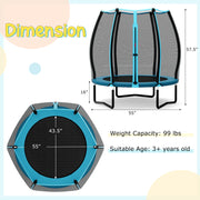 Costway - 55 Inch Trampoline for Kids Toddler Mini Trampoline with Safety Enclosure Net-Blue