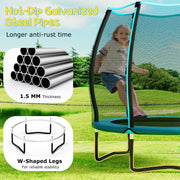 Costway - 55 Inch Trampoline for Kids Toddler Mini Trampoline with Safety Enclosure Net-Blue