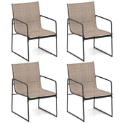 Costway - Outdoor Dining Chairs Set of 4 Patio Furniture Chair with Breathable Seat and Backrest-Brown