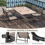 Costway - Outdoor Dining Chairs Set of 4 Patio Furniture Chair with Breathable Seat and Backrest-Brown