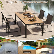 Costway - Outdoor Dining Chairs Set of 4 Patio Furniture Chair with Breathable Seat and Backrest-Brown