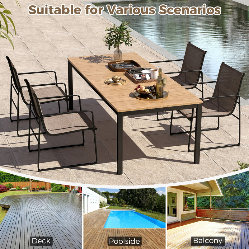 Costway - Outdoor Dining Chairs Set of 4 Patio Furniture Chair with Breathable Seat and Backrest-Brown