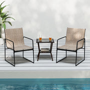 Costway - Outdoor Dining Chairs Set of 2 Patio Furniture Chair with Breathable Seat and Backrest-Brown