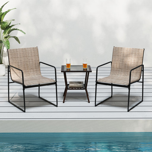 Costway - Outdoor Dining Chairs Set of 2 Patio Furniture Chair with Breathable Seat and Backrest-Brown