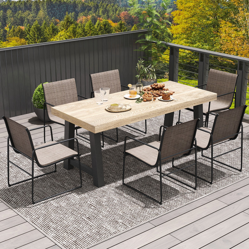 Costway - Outdoor Dining Chairs Set of 2 Patio Furniture Chair with Breathable Seat and Backrest-Brown