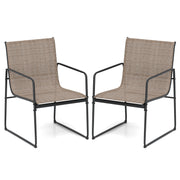 Costway - Outdoor Dining Chairs Set of 2 Patio Furniture Chair with Breathable Seat and Backrest-Brown