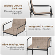 Costway - Outdoor Dining Chairs Set of 2 Patio Furniture Chair with Breathable Seat and Backrest-Brown