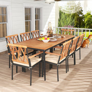 Costway - 9 Pieces Patio Dining Set with 1.9 Inch Umbrella Hole and Seat Cushions
