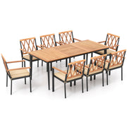 Costway - 9 Pieces Patio Dining Set with 1.9 Inch Umbrella Hole and Seat Cushions