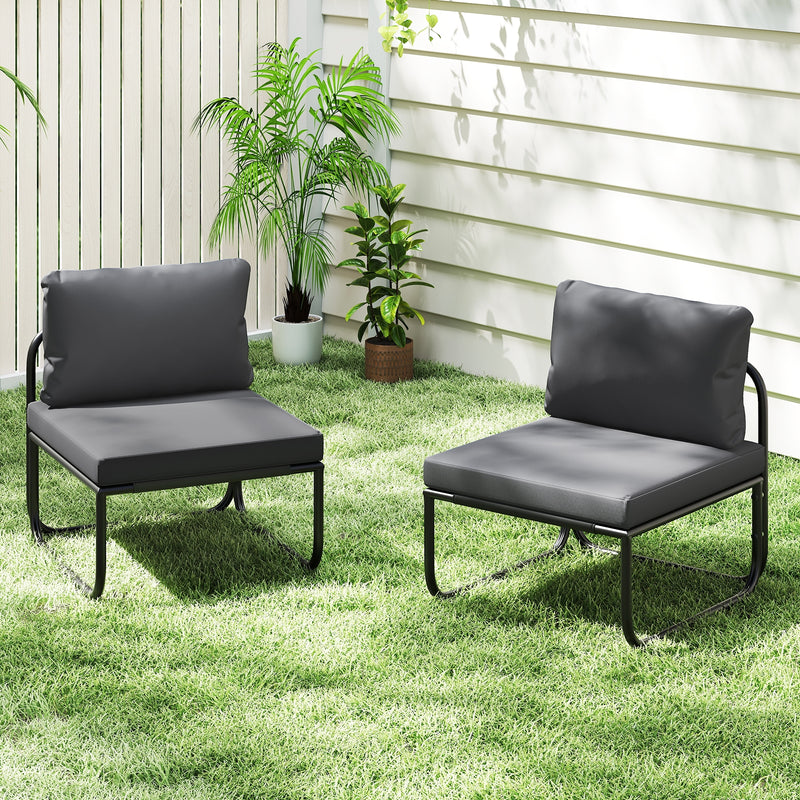 Costway - Outdoor Patio Chairs Set of 2 with Removable Cushions and Adjustable Foot Pads-Gray