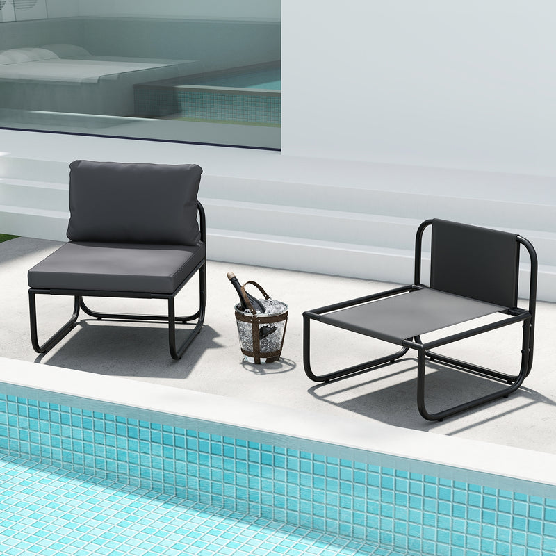 Costway - Outdoor Patio Chairs Set of 2 with Removable Cushions and Adjustable Foot Pads-Gray