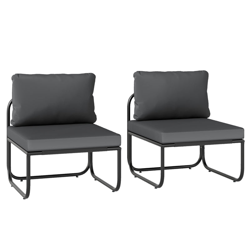 Costway - Outdoor Patio Chairs Set of 2 with Removable Cushions and Adjustable Foot Pads-Gray