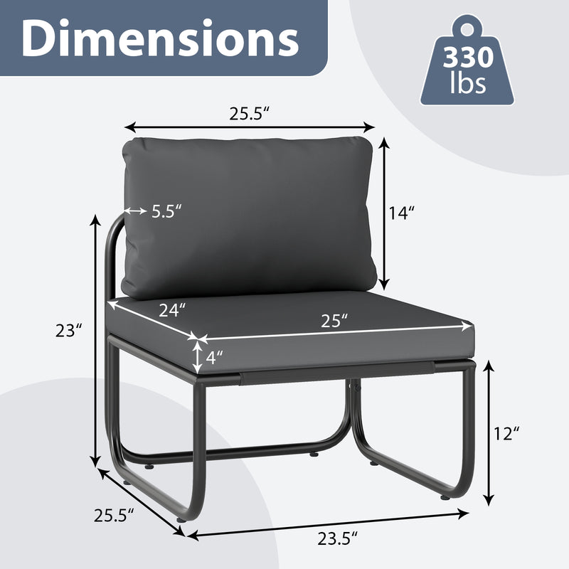 Costway - Outdoor Patio Chairs Set of 2 with Removable Cushions and Adjustable Foot Pads-Gray