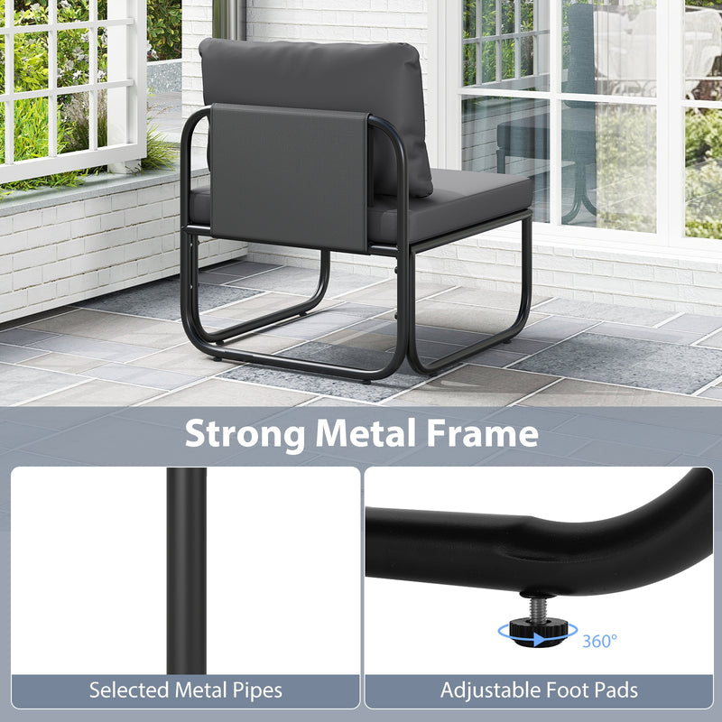 Costway - Outdoor Patio Chairs Set of 2 with Removable Cushions and Adjustable Foot Pads-Gray