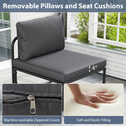 Costway - Outdoor Patio Chairs Set of 2 with Removable Cushions and Adjustable Foot Pads-Gray