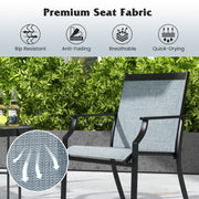Costway - 2 Piece Patio Dining Chairs Large Outdoor Chairs with Breathable Seat and Metal Frame-Blue