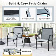 Costway - 2 Piece Patio Dining Chairs Large Outdoor Chairs with Breathable Seat and Metal Frame-Blue