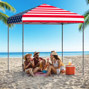 Costway - 6.6 x 6.6 Feet Outdoor Pop-up Canopy Tent with UPF 50+ Sun Protection-Multicolor