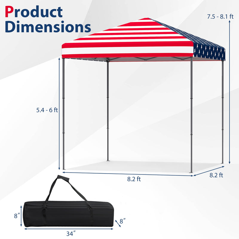 Costway - 6.6 x 6.6 Feet Outdoor Pop-up Canopy Tent with UPF 50+ Sun Protection-Multicolor