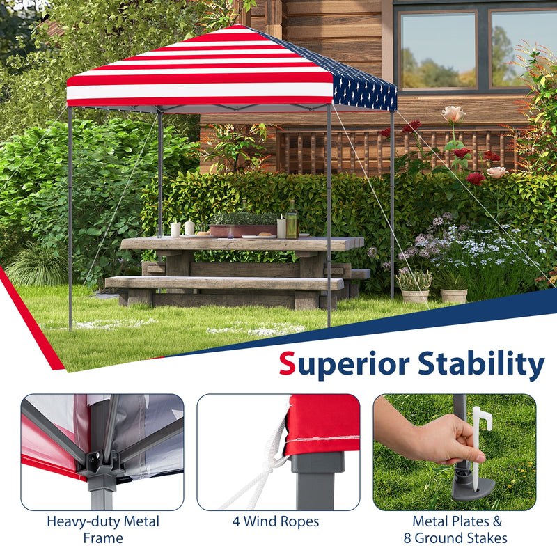 Costway - 6.6 x 6.6 Feet Outdoor Pop-up Canopy Tent with UPF 50+ Sun Protection-Multicolor