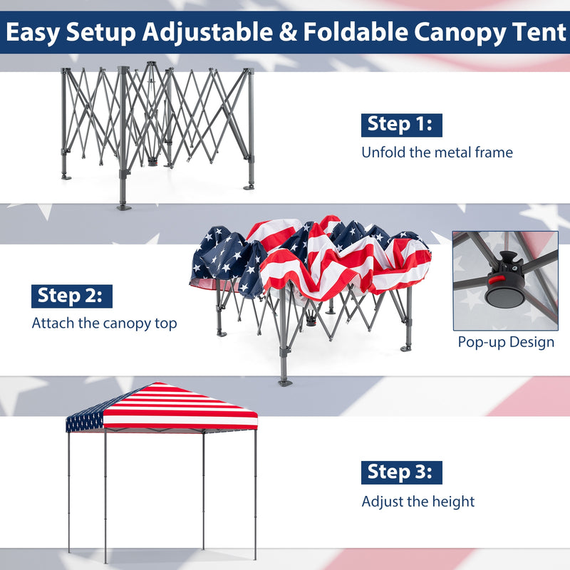 Costway - 6.6 x 6.6 Feet Outdoor Pop-up Canopy Tent with UPF 50+ Sun Protection-Multicolor