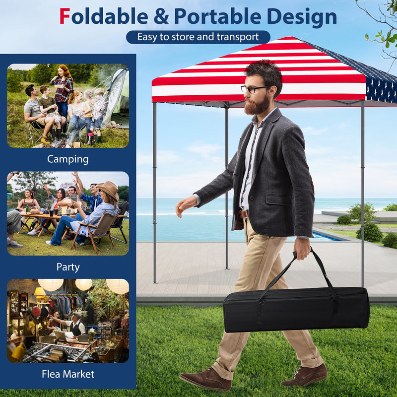 Costway - 6.6 x 6.6 Feet Outdoor Pop-up Canopy Tent with UPF 50+ Sun Protection-Multicolor