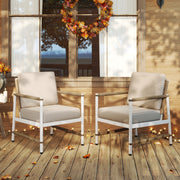 Costway - 2 Packs Patio Aluminum Sofa with Wicker Backrest and Armrests