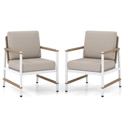 Costway - 2 Packs Patio Aluminum Sofa with Wicker Backrest and Armrests