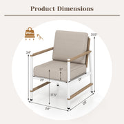 Costway - 2 Packs Patio Aluminum Sofa with Wicker Backrest and Armrests