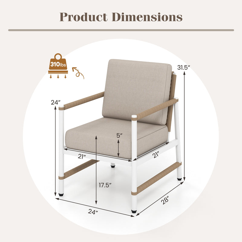 Costway - 2 Packs Patio Aluminum Sofa with Wicker Backrest and Armrests