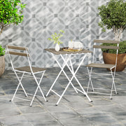Costway - 3 Piece Patio Acacia Wood Bistro Set with Slatted Seat and Tabletop-Gray