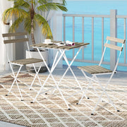 Costway - 3 Piece Patio Acacia Wood Bistro Set with Slatted Seat and Tabletop-Gray