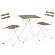 Costway - 3 Piece Patio Acacia Wood Bistro Set with Slatted Seat and Tabletop-Gray