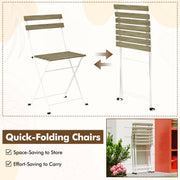 Costway - 3 Piece Patio Acacia Wood Bistro Set with Slatted Seat and Tabletop-Gray