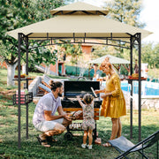Costway - 8 x 5 Feet Outdoor Grill Gazebo with 2 Side Shelves and 10 Hooks-Beige
