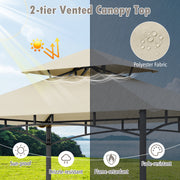 Costway - 8 x 5 Feet Outdoor Grill Gazebo with 2 Side Shelves and 10 Hooks-Beige