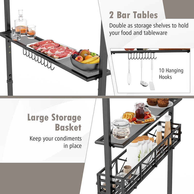 Costway - 8 x 5 Feet Outdoor Grill Gazebo with 2 Side Shelves and 10 Hooks-Beige