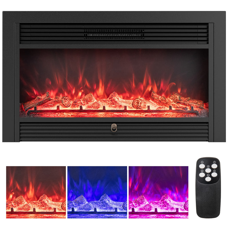 Costway - 33/36-Inch Electric Fireplace Insert 750W/1500W Recessed Fireplace Heater-1500W
