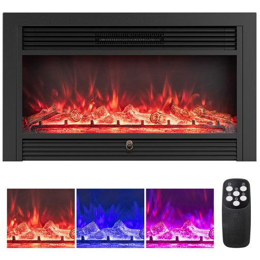 Costway - 33/36-Inch Electric Fireplace Insert 750W/1500W Recessed Fireplace Heater-1500W