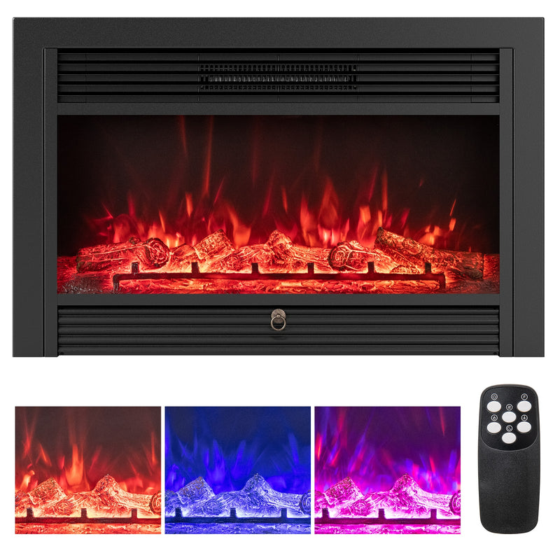 Costway - 33/36-Inch Electric Fireplace Insert 750W/1500W Recessed Fireplace Heater-750W