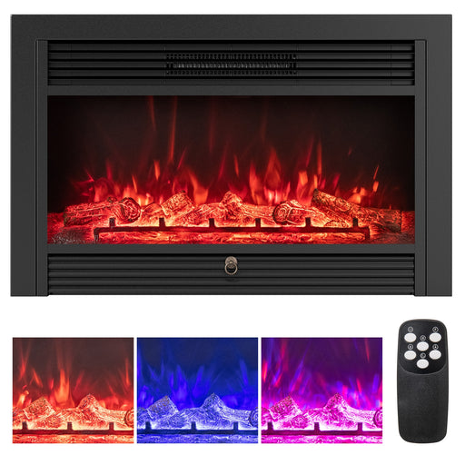 Costway - 33/36-Inch Electric Fireplace Insert 750W/1500W Recessed Fireplace Heater-750W