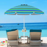 Costway - 7.2 Feet Portable Outdoor Beach Umbrella with Sand Anchor and Tilt Mechanism-Green